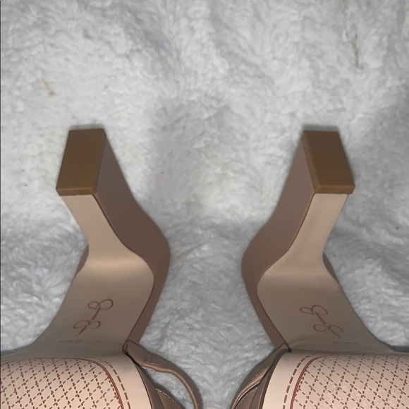 NWOT Jessica Simpson Tan Leather Mules with Block Heel - Picture 7 of 9